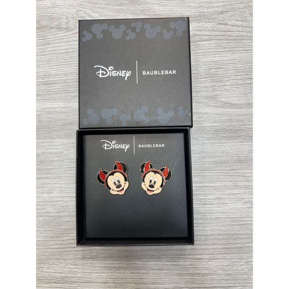 Disney BaubleBar Glow In The Dark Halloween Mickey Mouse Stud Earrings - Picture 1 of 4
